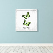緑の蝶フローラキャンバス印刷 キャンバスプリント (インサイチュ (ウッドフロア))