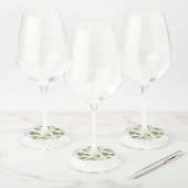 緑の蝶白いフローラの花 ワイングラスタグ (セット)