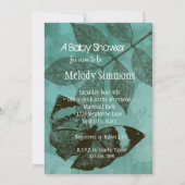 緑の蝶葉の赤ちゃん 招待状 (裏面)