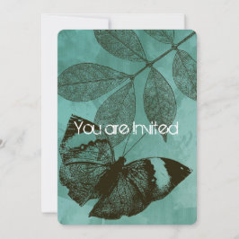 緑の蝶葉の赤ちゃん 招待状