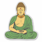 緑の衣を着た穏やかな仏僧 シール (正面)