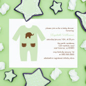 緑の衣装男女兼用赤ちゃんシャワー 招待状