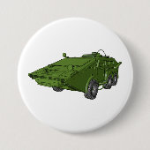 緑の装甲軍用車両 缶バッジ (正面)