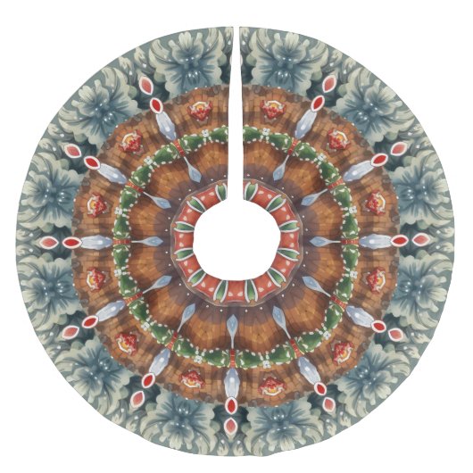 緑の装飾クリスマスホリデーツリースカート ブラッシュドポリエステルツリースカート (正面)