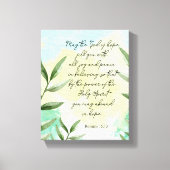 緑の装飾的な聖書の詩の壁 キャンバスプリント (正面)