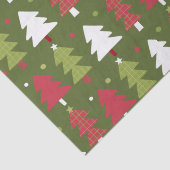 緑の裏地を持つクリスマスツリーと雪片 薄葉紙 (詳細)