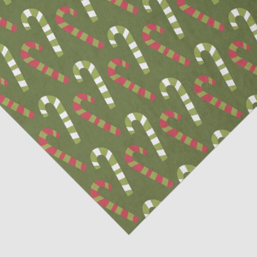 緑の裏地を持つ赤い緑の白いキャンディ 薄葉紙 (詳細)