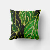 緑の裏地デザイナー葉枕 クッション (裏面)