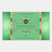 緑の製品ラベルの華美金ゴールドデコーフェイクルロゴ 長方形シール (正面)