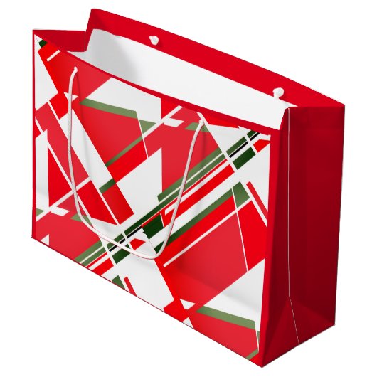 緑の要素モダンを持つ世紀中葉の白い赤 ラージペーパーバッグ (正面アングル)