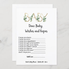 緑の親愛ベビー希望ベイビーシャワーゲーム 招待状