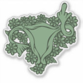 緑の親選択権抗議の中指子宮 シール (正面)