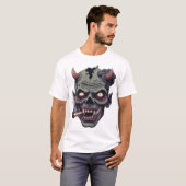緑の角のあるモンスター グラフィック Tシャツ (正面フル)