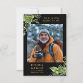 緑の記念葬式祈りの言葉写真カード (正面)