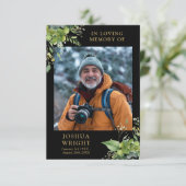 緑の記念葬式祈りの言葉写真カード (スタンド正面)