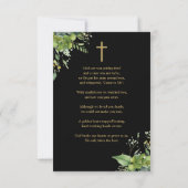 緑の記念葬式祈りの言葉写真カード (裏面)
