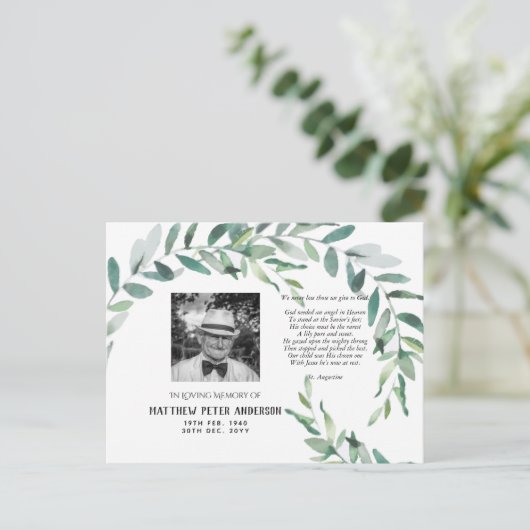 緑の詩を書いたメモリアル写真葉はがき ポストカード (スタンド正面)