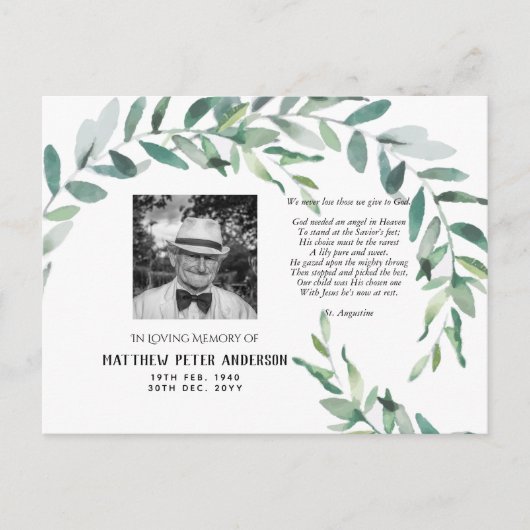 緑の詩を書いたメモリアル写真葉はがき ポストカード (正面)