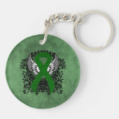 緑の認識度リボン（翼あり） キーホルダー (裏面)