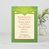 緑の誕生日の招待状がある簡単 招待状 (スタンド正面)