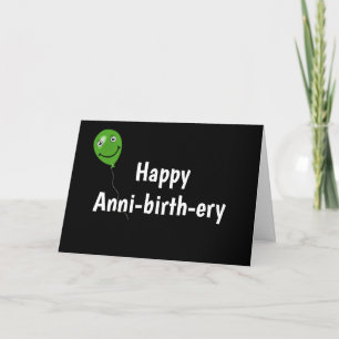 緑の誕生日バルーン(黒) カード
