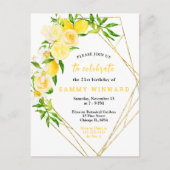 緑の誕生日パーティーが開催されるレモンと花 ポストカード (正面)