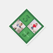 緑の誕生日フォトコラージュパーソナライズされたパーティー スタンダードカクテルナプキン (角)
