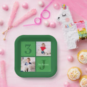 緑の誕生日フォトコラージュパーソナライズされたパーティー ペーパープレート (パーティー)