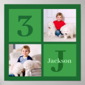 緑の誕生日フォトコラージュパーソナライズされたパーティー ポスター (正面)