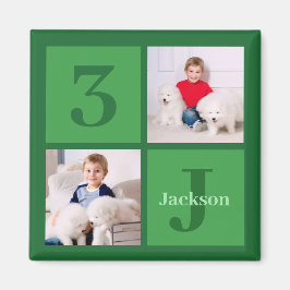 緑の誕生日フォトコラージュパーソナライズされたパーティー マグネット