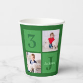 緑の誕生日フォトコラージュパーソナライズされたパーティー 紙コップ (裏面)