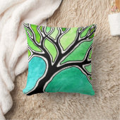 緑の調子の冬の木 クッション (ブランケット)