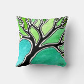 緑の調子の冬の木 クッション (裏面)