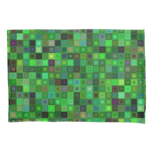 緑の調子の正方形 枕カバー (正面)