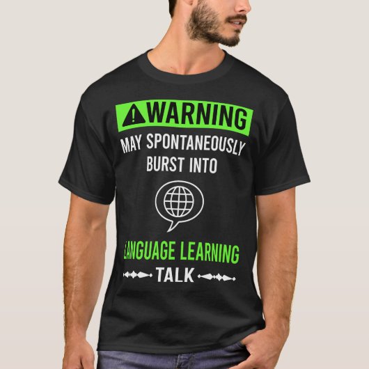 緑の警告言語学習 Tシャツ (正面)