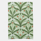 緑の谷のユリとテントウムシの対称性 キッチンタオル (縦)