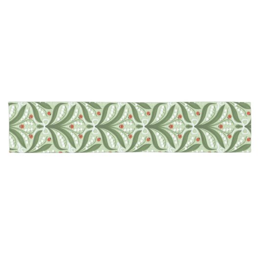 緑の谷のユリとテントウムシの対称性 ショートテーブルランナー (横)