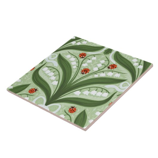 緑の谷のユリとテントウムシの対称性 タイル (側面)