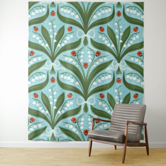 緑の谷のユリとテントウムシの対称性 タペストリー (インサイチュ)