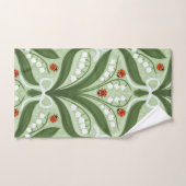 緑の谷のユリとテントウムシの対称性 バスタオルセット (ハンドタオル)