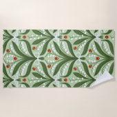 緑の谷のユリとテントウムシの対称性 ビーチタオル (正面)