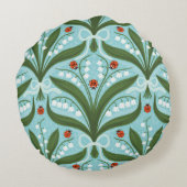 緑の谷のユリとテントウムシの対称性 ラウンドクッション (裏面)