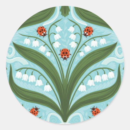 緑の谷のユリとテントウムシの対称性 ラウンドシール (正面)