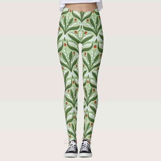 緑の谷のユリとテントウムシの対称性 レギンス (正面)