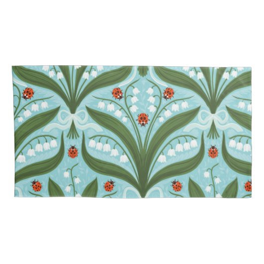 緑の谷のユリとテントウムシの対称性 枕カバー (裏面-右)