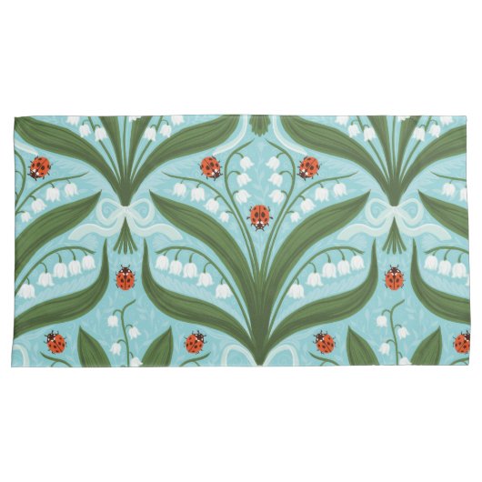 緑の谷のユリとテントウムシの対称性 枕カバー (正面右)