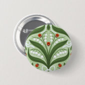 緑の谷のユリとテントウムシの対称性 缶バッジ (正面&裏面)