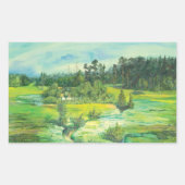 緑の谷の水色 長方形シール (正面)