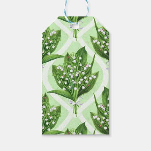 緑の谷の花のユリの花束 ギフトタグ (正面)