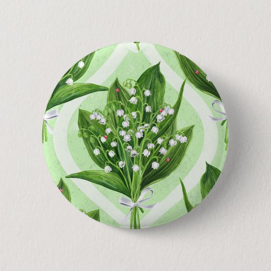 緑の谷の花のユリの花束 缶バッジ (正面)